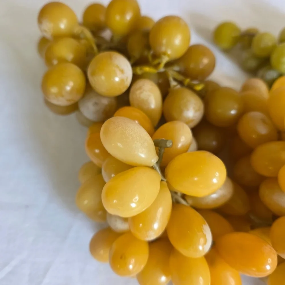 Vintage MCM Lucite Acrylic Grape Clusters Amber Yellow Green Set of 4 Decor